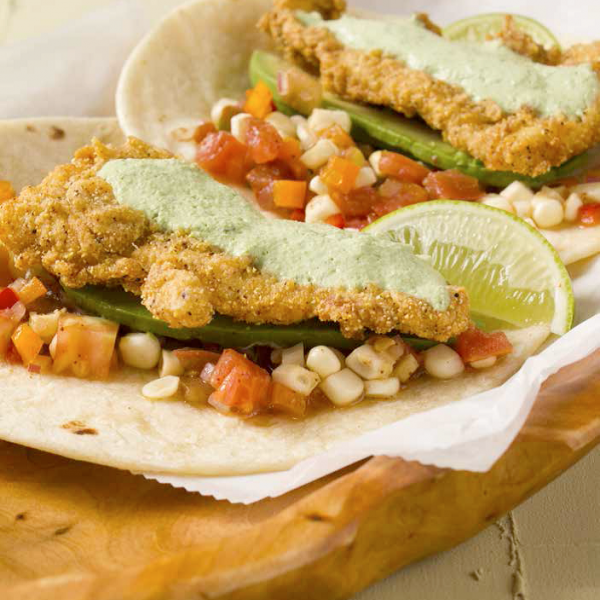 Fried Fish Tacos with Corn and Tomato Salsa